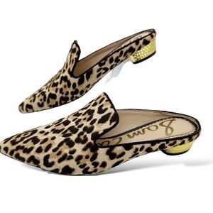Sam Edelman Augustine Womens Size 5 Leopard Genuine Calf-Hair Mule Loafer Shoes
